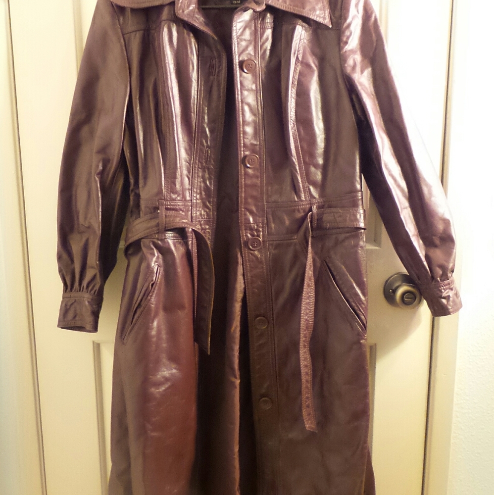 Vintage Korean Leather Trench Coat